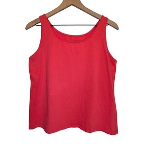 Eileen Fisher Organic Cotton Tank Top Petite L Coral Pink Summer Vacation. Beach